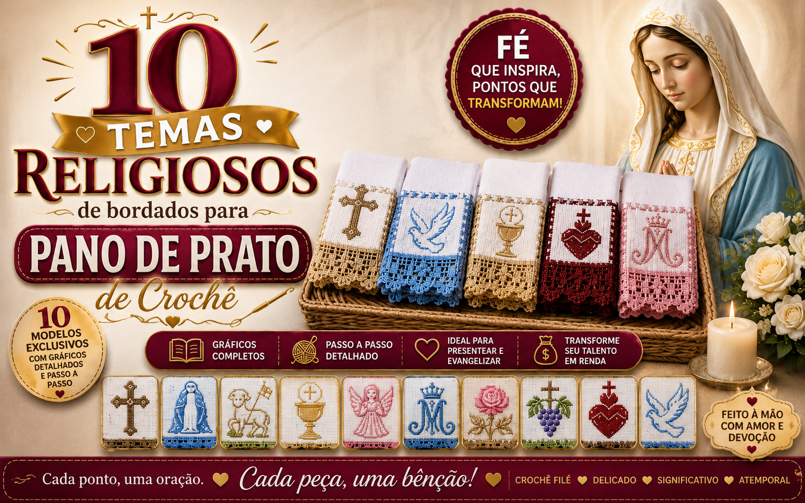 Capa do material 10 Lindos Temas Religiosos para fazer em seus panos