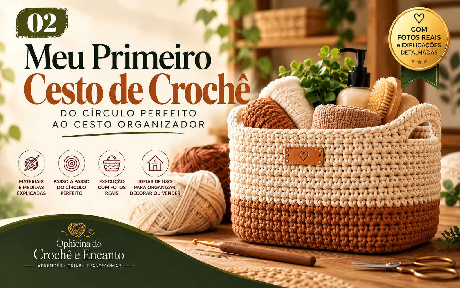 Capa do material Meu Primeiro Cesto de Crochê